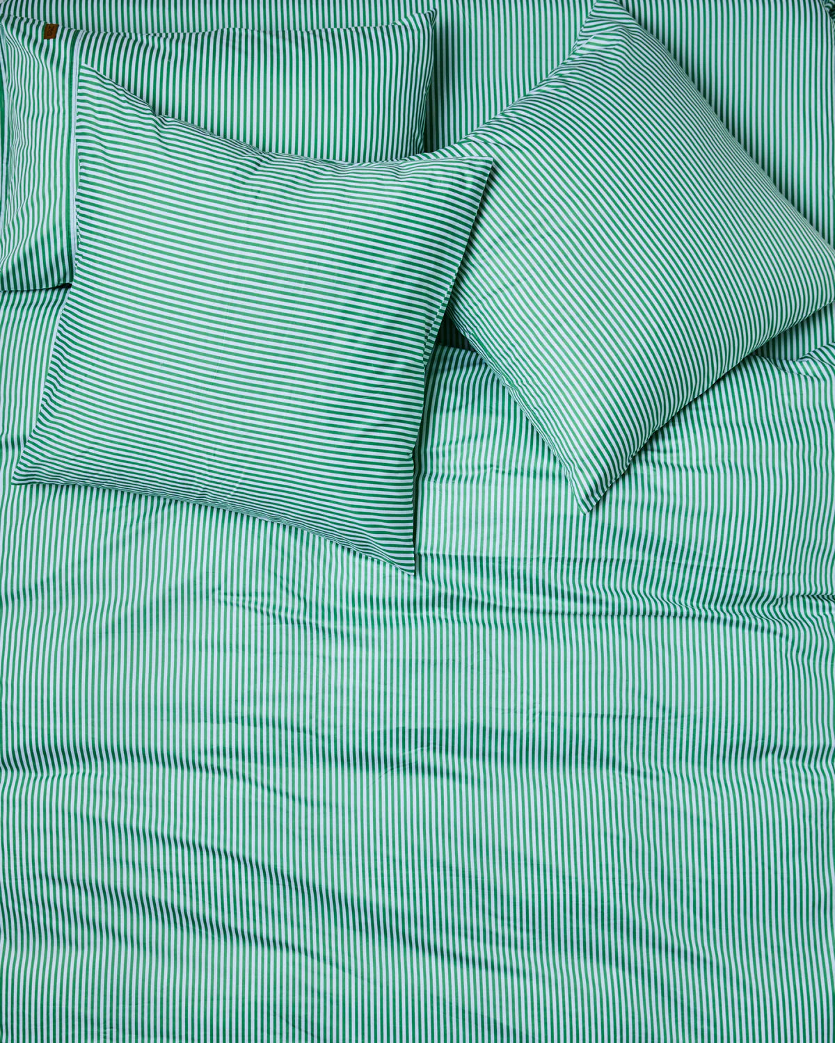 Tarragon Stripe Organic Cotton Euro Pillowcases (Set of 2)