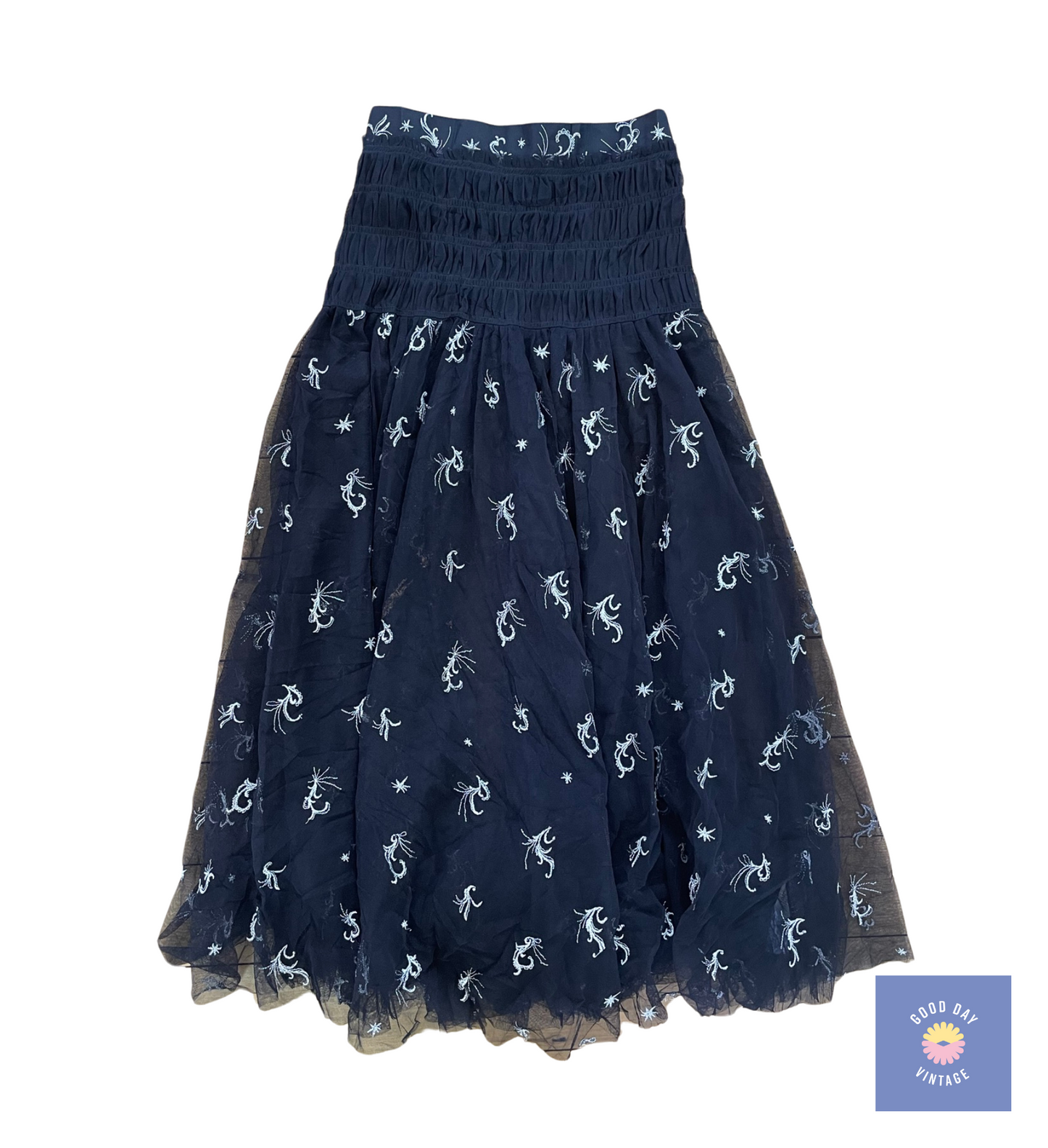 90's Sheer Tulle and Embroidered Skirt