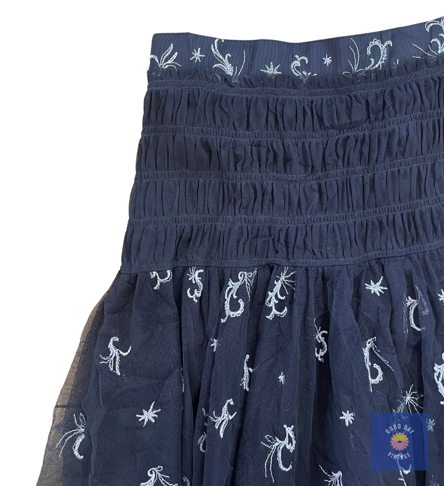90's Sheer Tulle and Embroidered Skirt