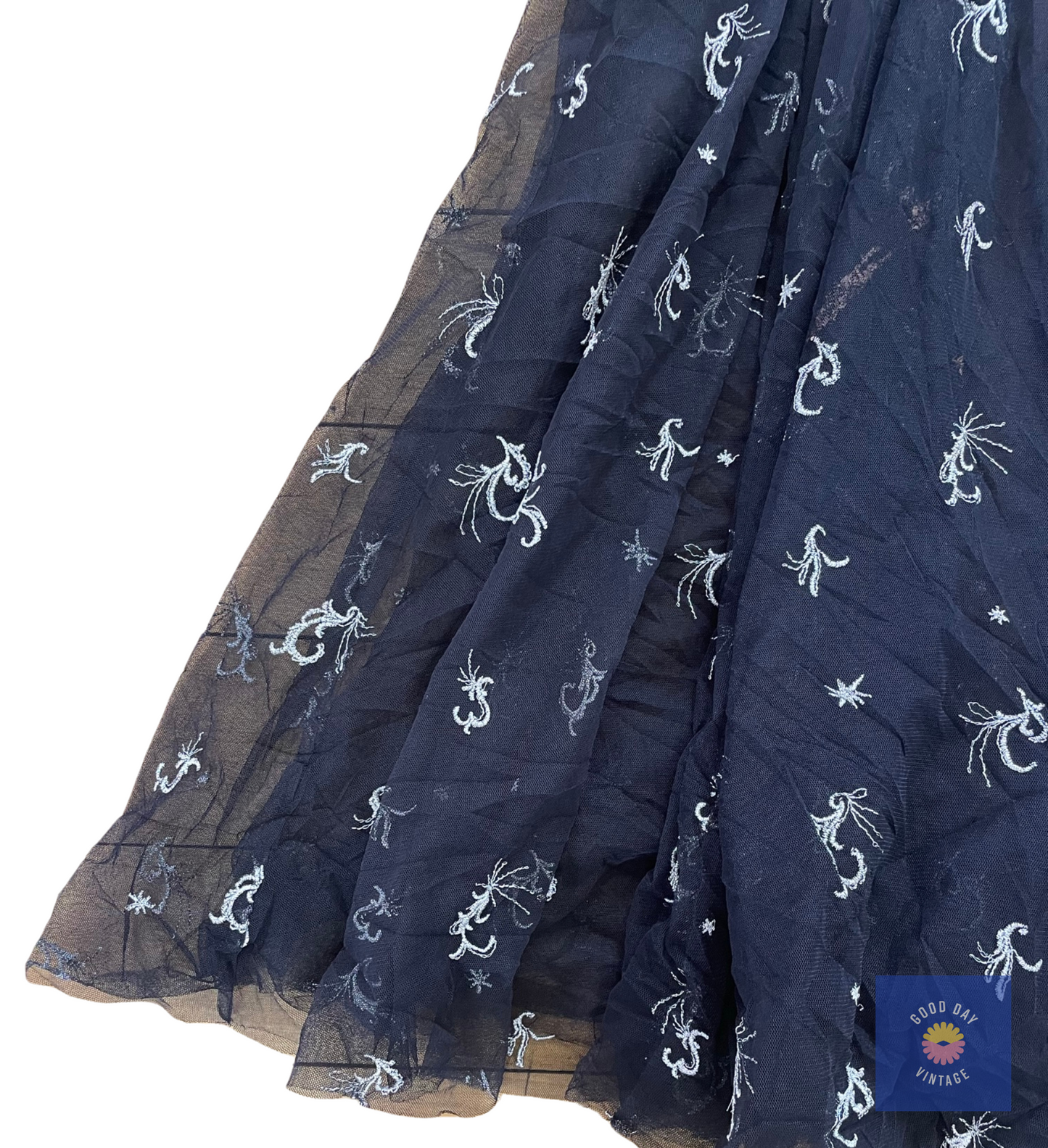 90's Sheer Tulle and Embroidered Skirt