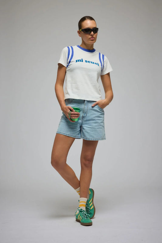 Mi Scusi Baby Tee in Warm White