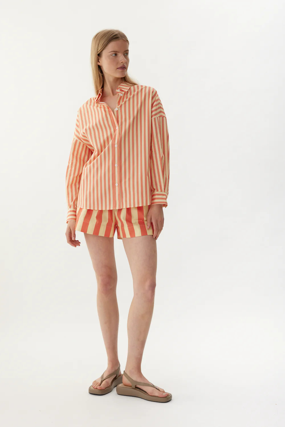 The Chiara Shirt in in Aranchi & Buttermilk Stripe