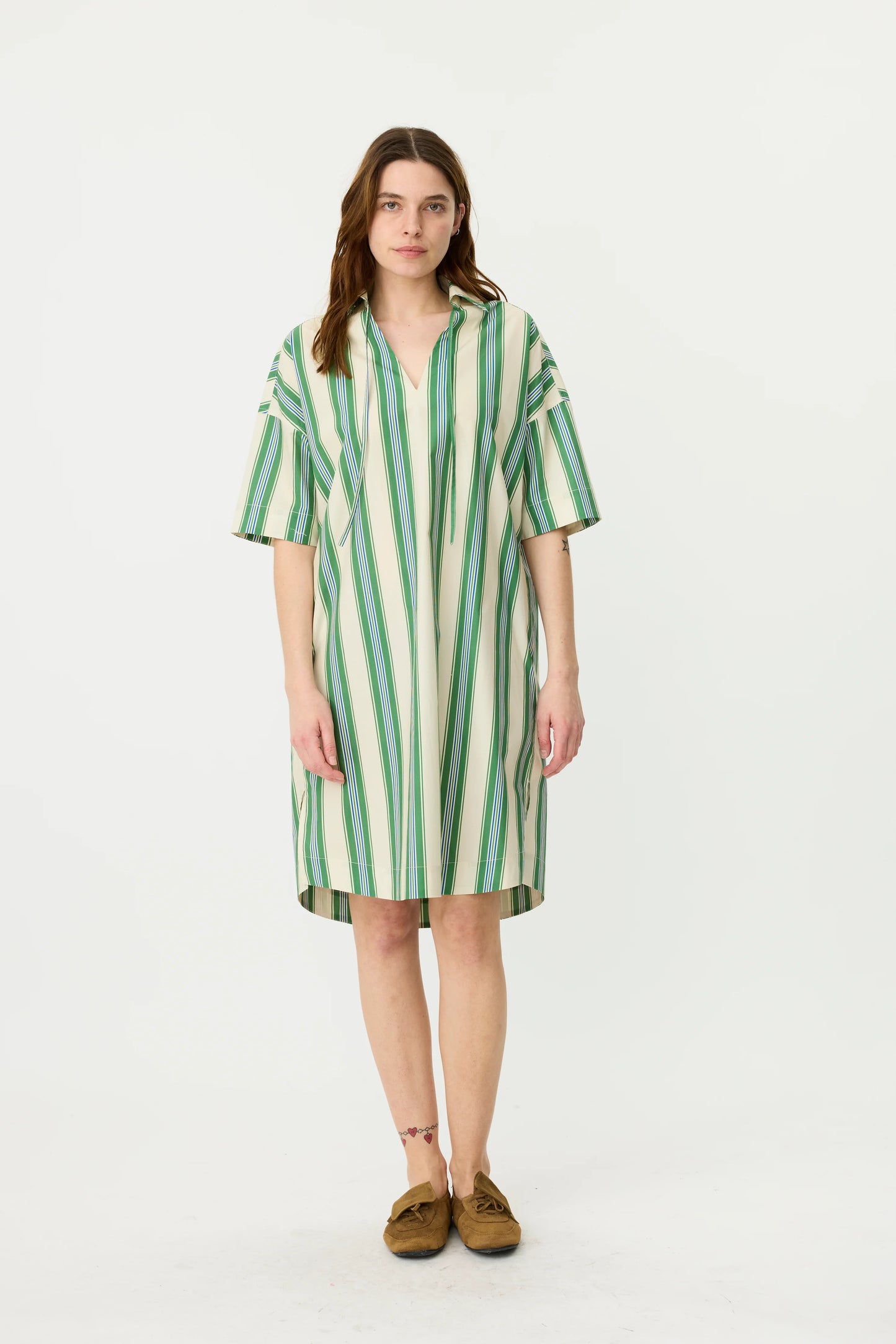 The Billie Dress in Forest Multi Stripe