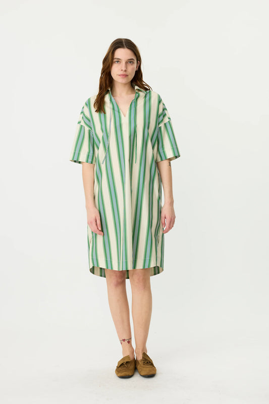 The Billie Dress in Forest Multi Stripe