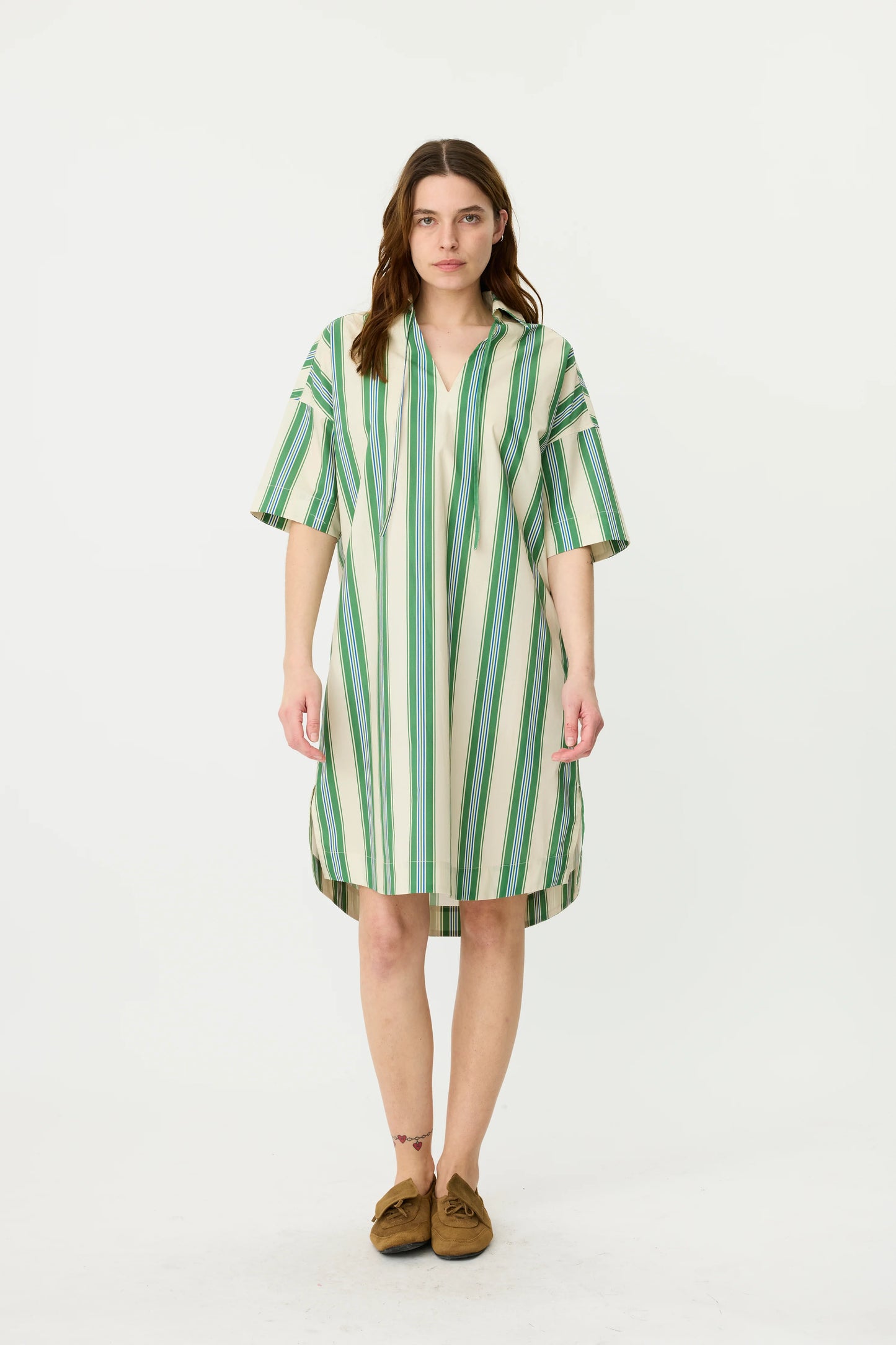 The Billie Dress in Forest Multi Stripe