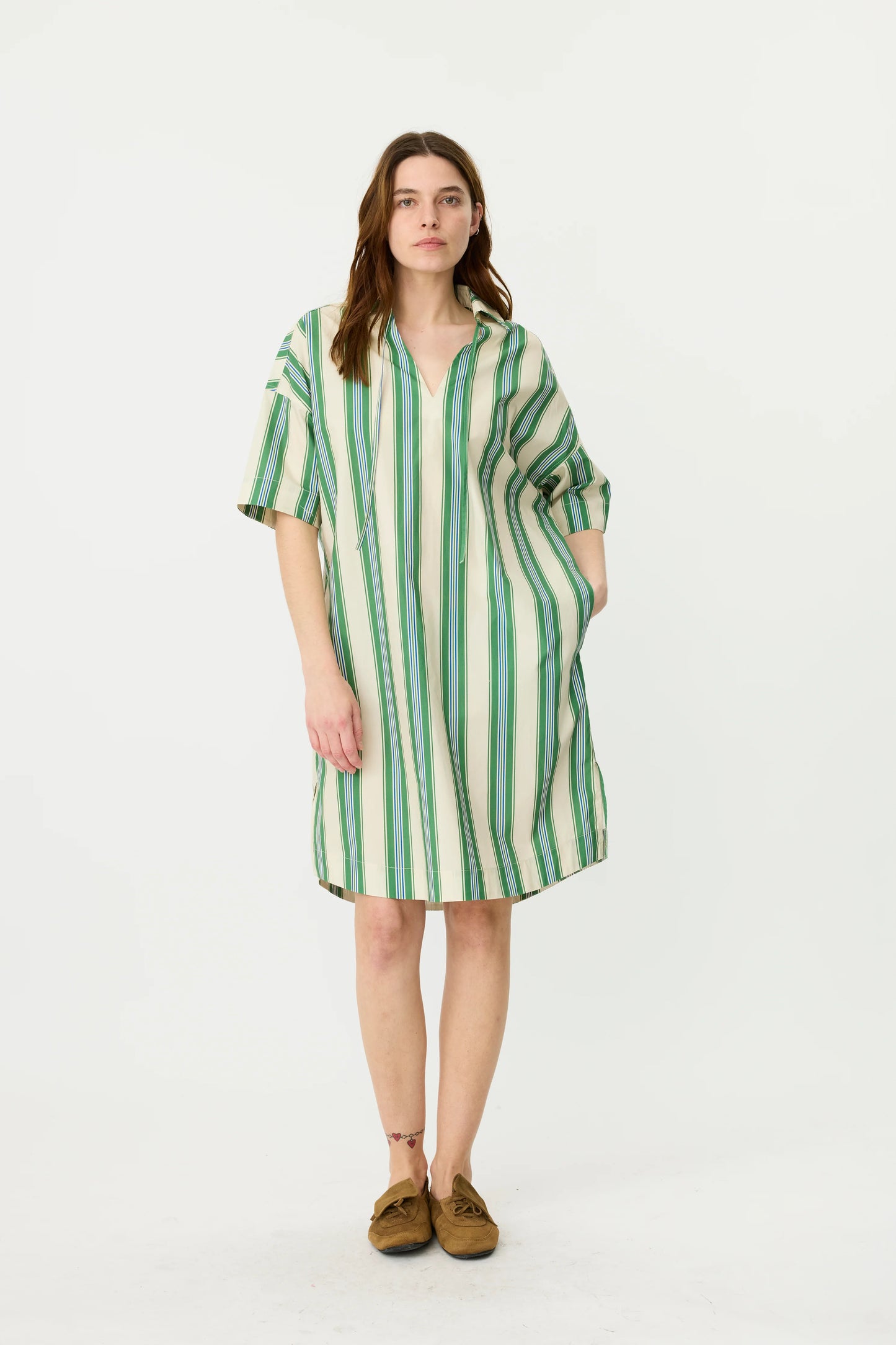 The Billie Dress in Forest Multi Stripe