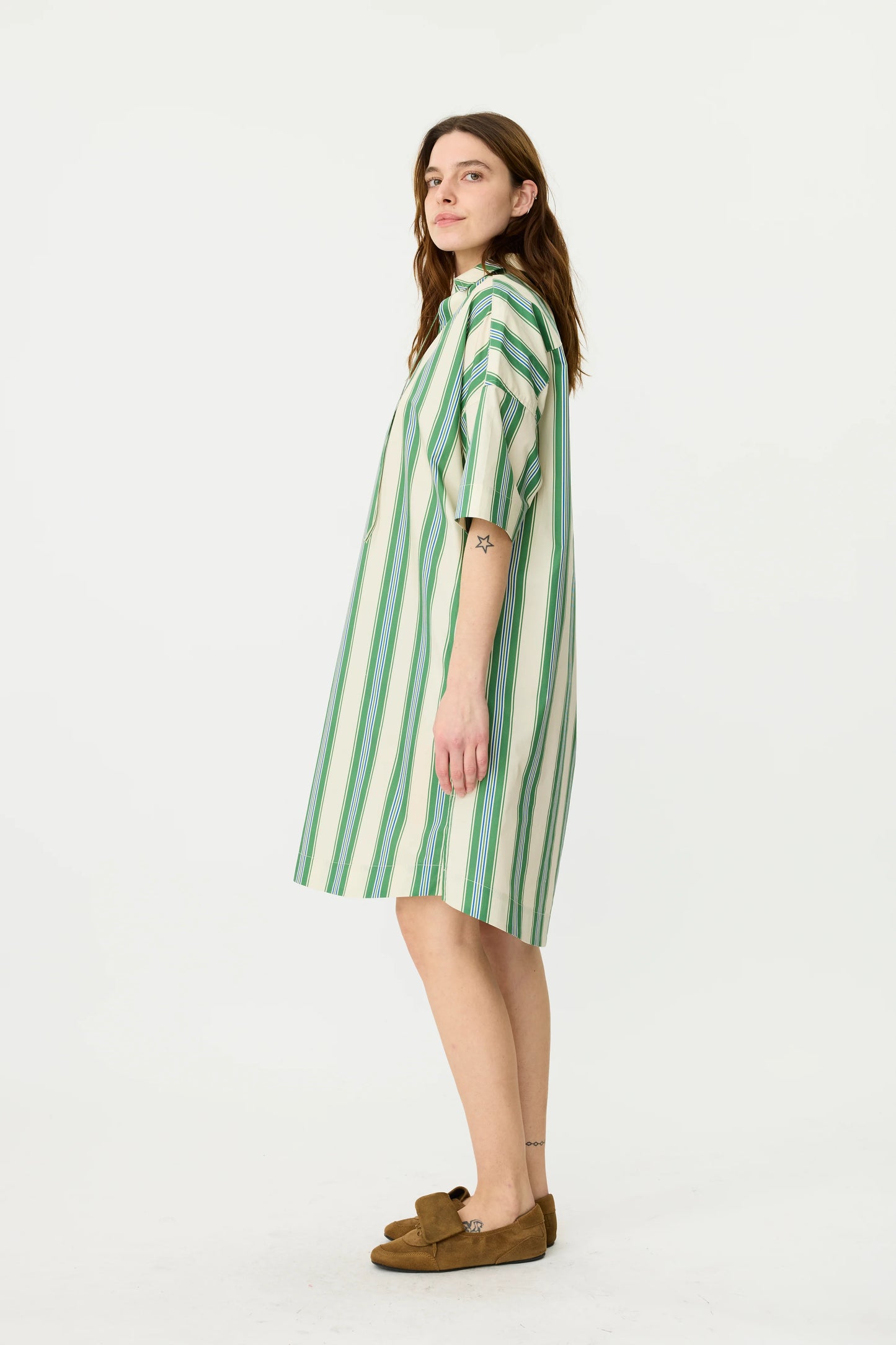 The Billie Dress in Forest Multi Stripe