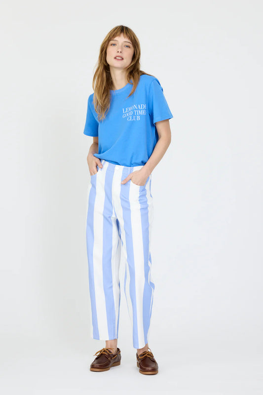 Amaya Striped Denim Jean in Grape Mist and White