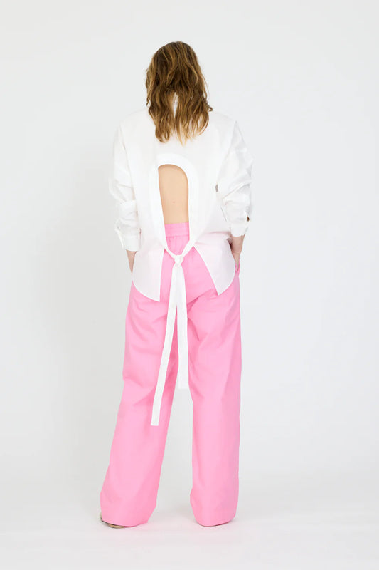 The Chiara Long Sleeve Backless Shirt in White