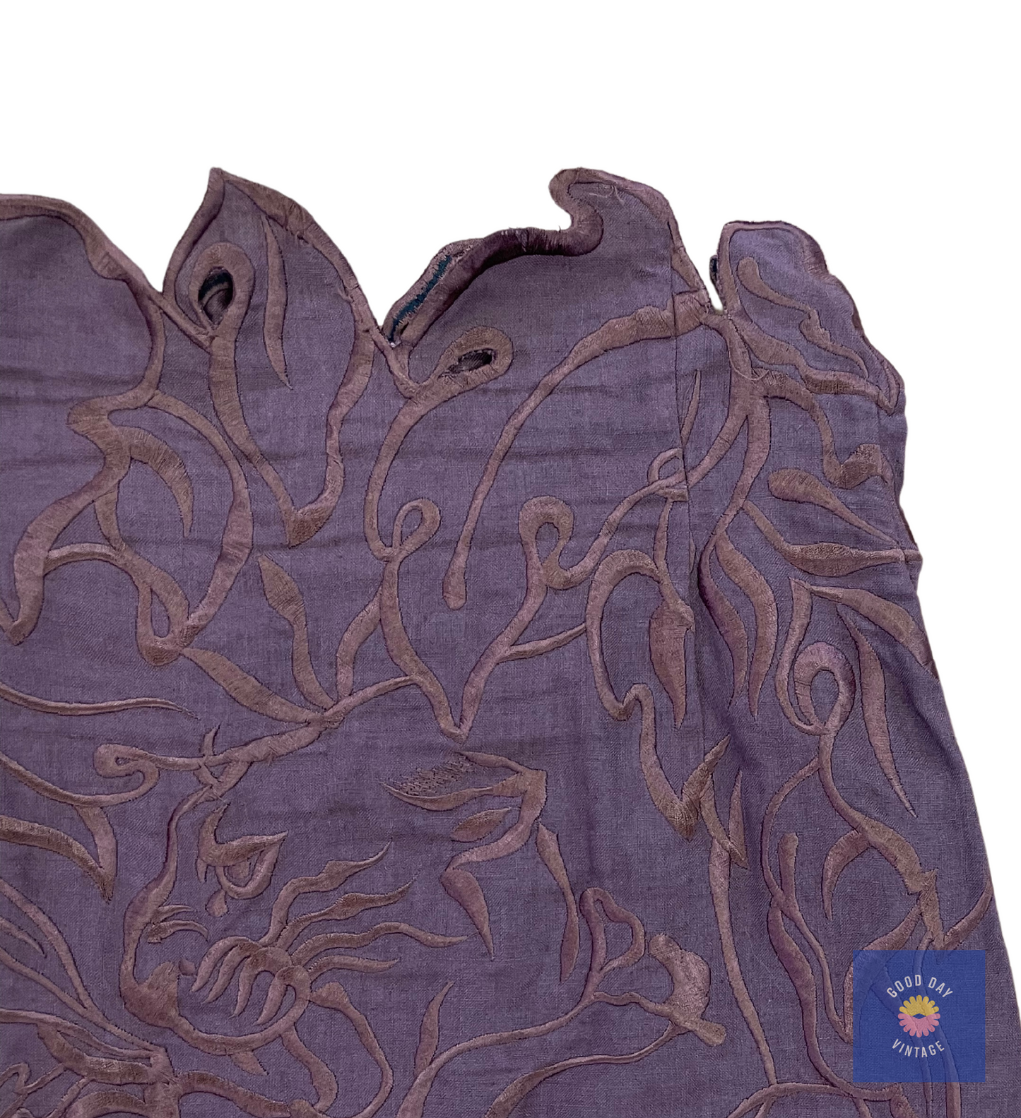 80's Krizia Embroidered Linen Skirt