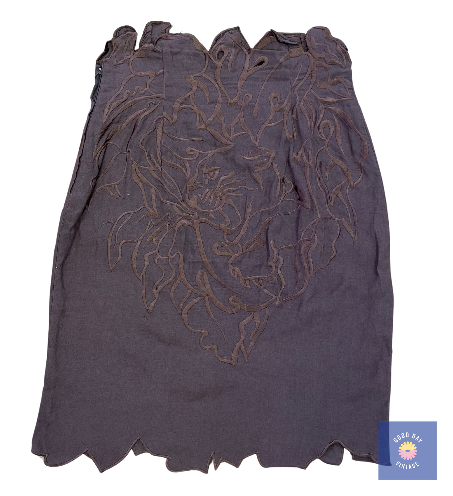 80's Krizia Embroidered Linen Skirt