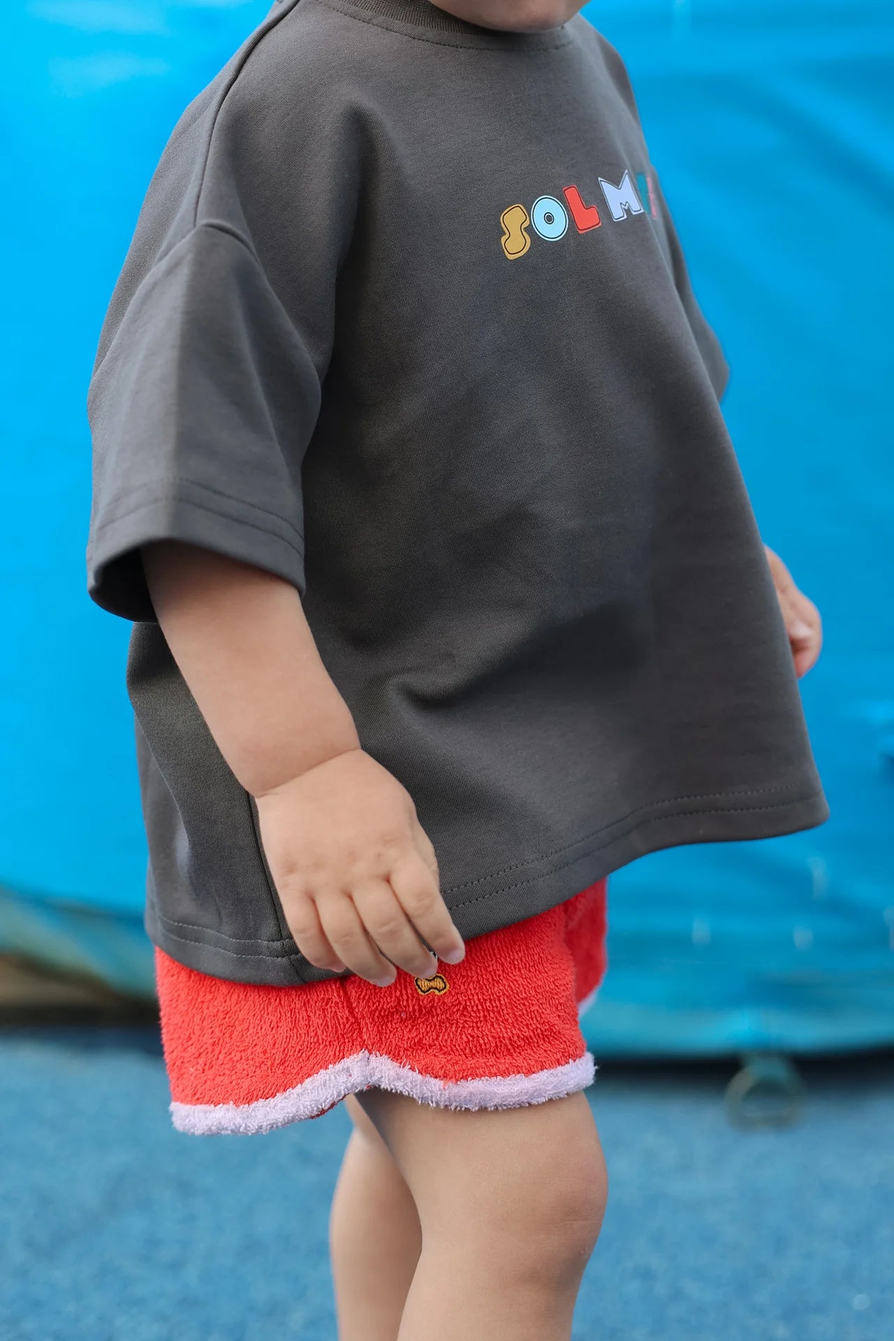 Essentials Short in Red & Lilac