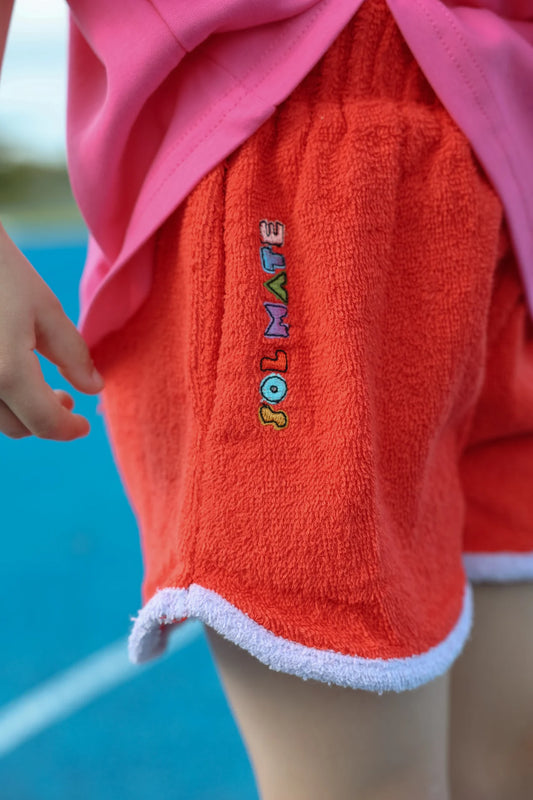 Essentials Short in Red & Lilac