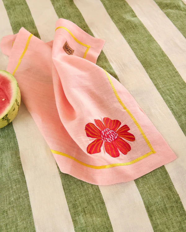 Wild Flower Embroidered 4 Piece Napkin Set