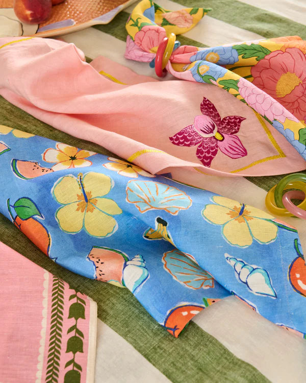 Wild Flower Embroidered 4 Piece Napkin Set