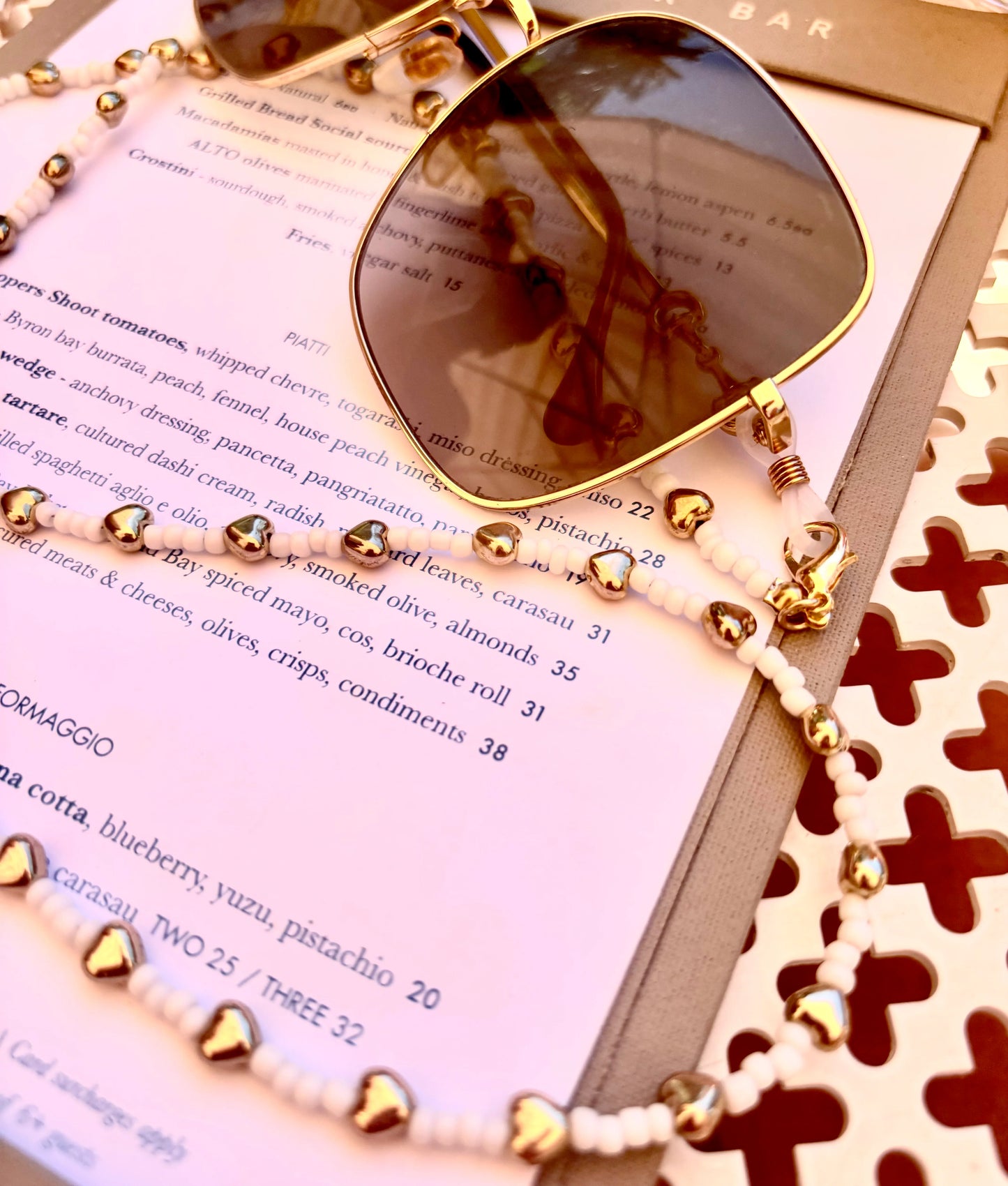 Love Bead Sunglass Chain in Snow