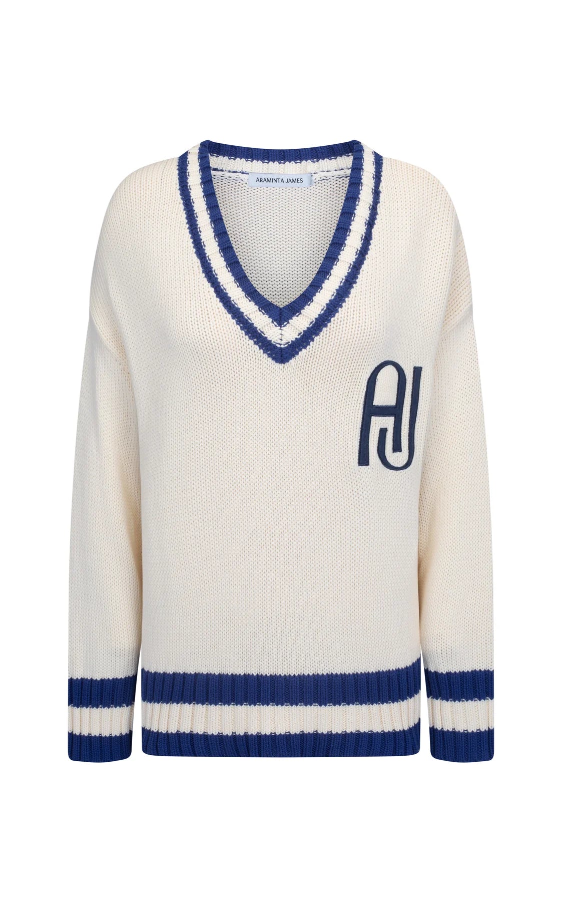 AJ V-Neck Knit Sweater in Coconut