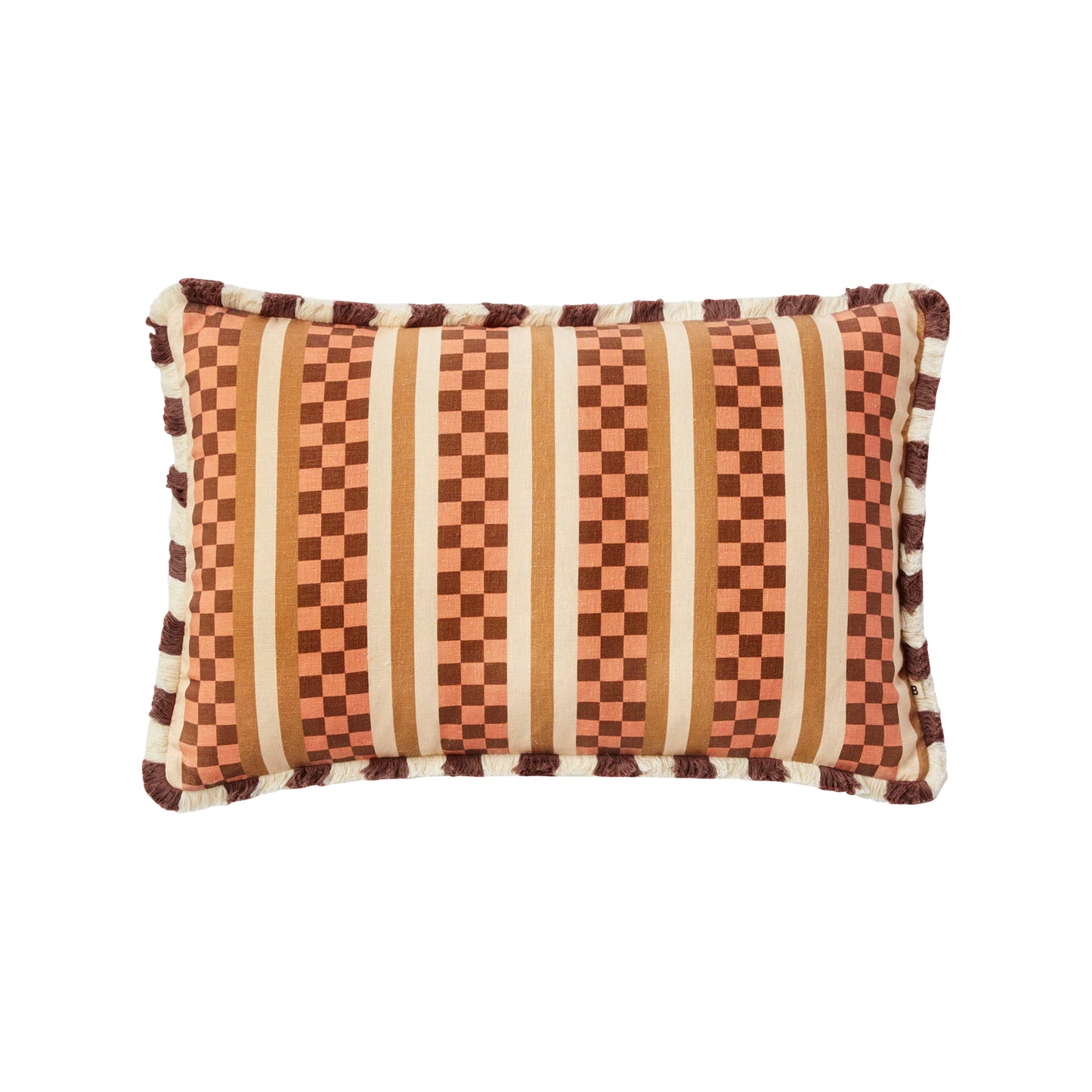 Marco Tile Linen Cushion in Terracotta
