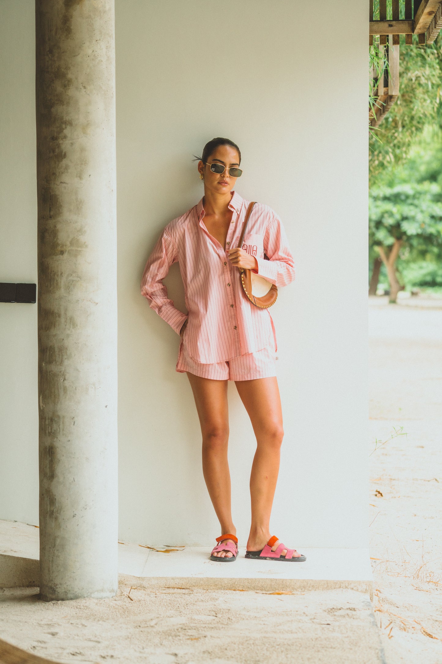 AJJA Stripe Shirt in Pink Blush