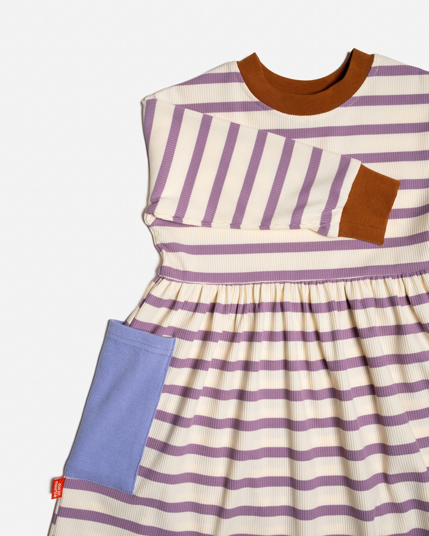 Long Sleeve Bell Dress in Purple Stripes