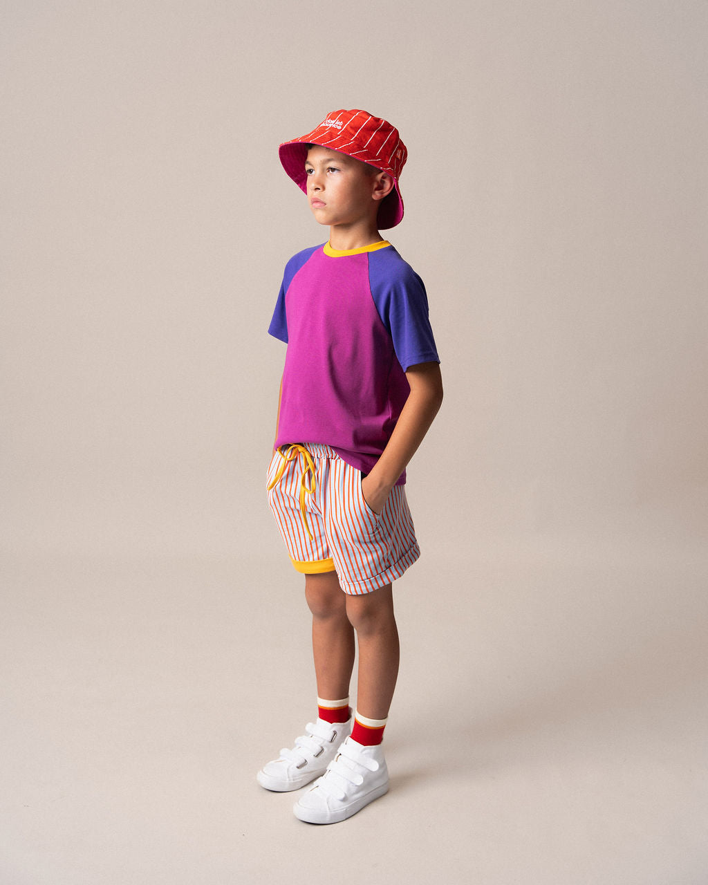 Shorts in Blue and Orange Stripe