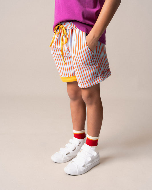 Shorts in Blue and Orange Stripe