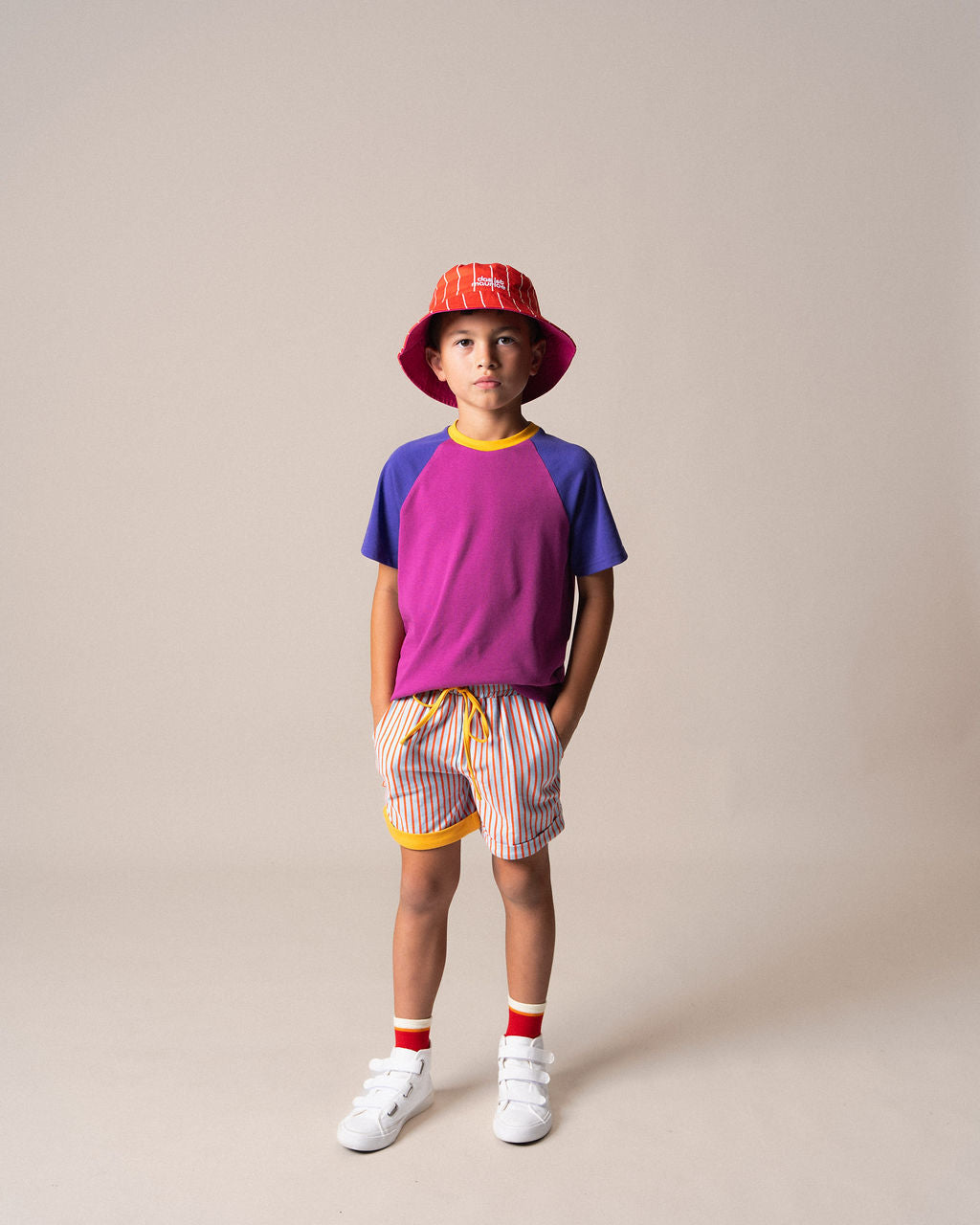 Shorts in Blue and Orange Stripe