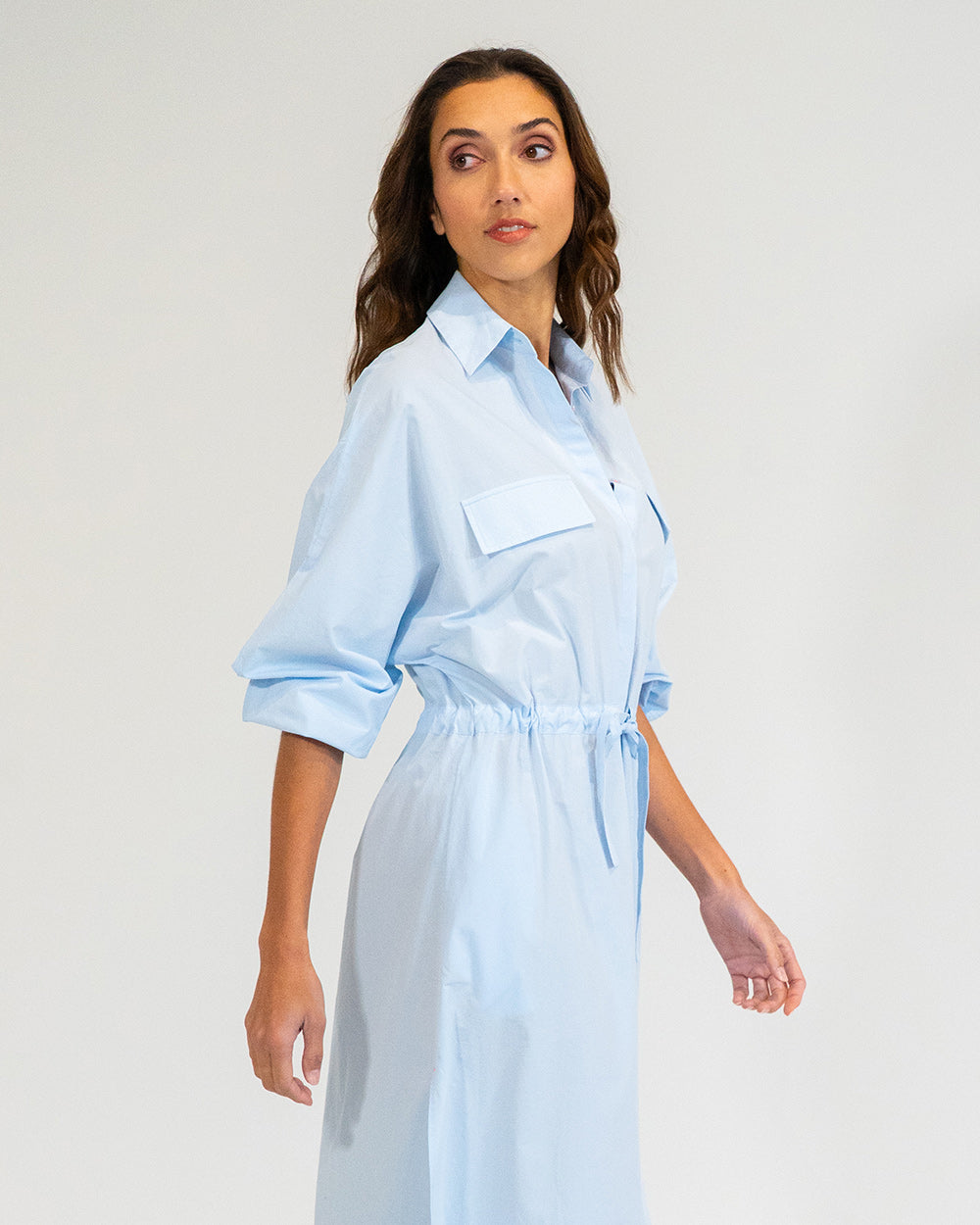 sky blue shirt dress Sky Blue Stripe Linen Shirt Dress Paula