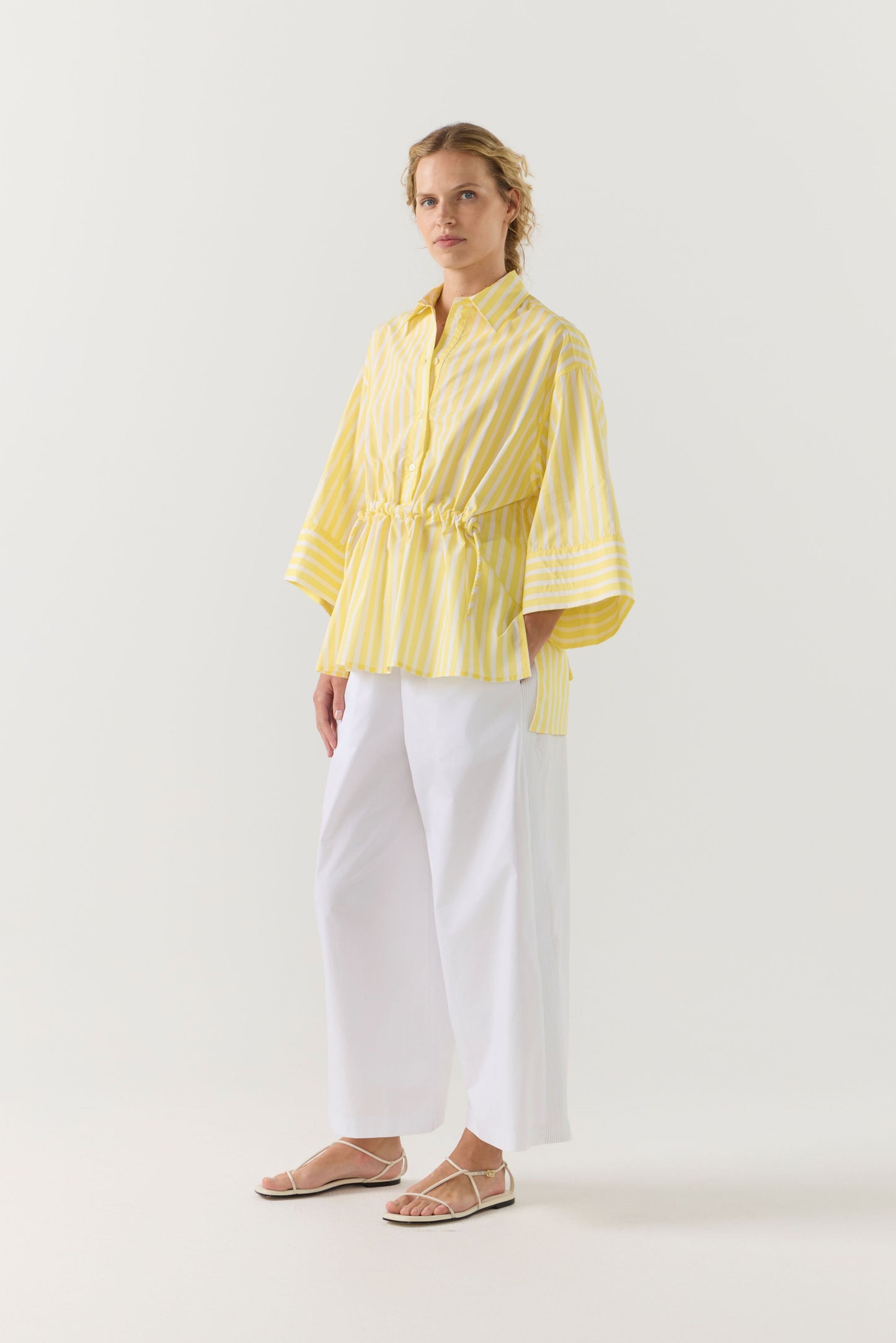 Emily Shirt in Lemon Stripe Poplin