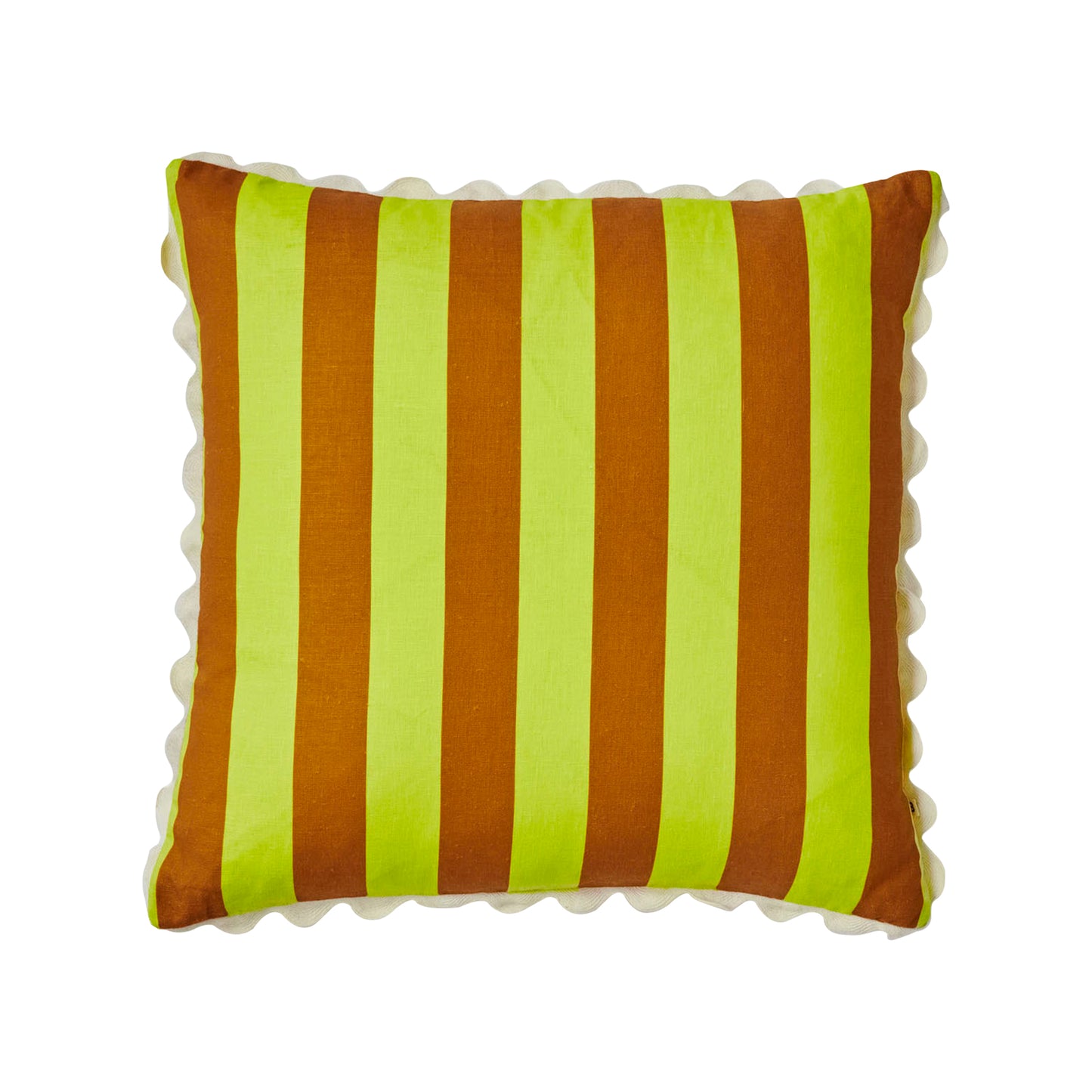 Bold Stripe Linen Cushion in Lime