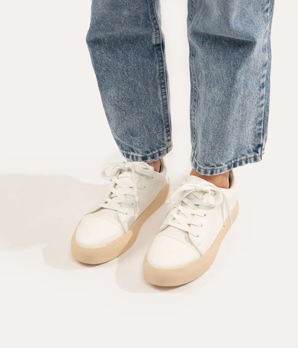 Marci Vegan Leather Sneakers with Silver Detail