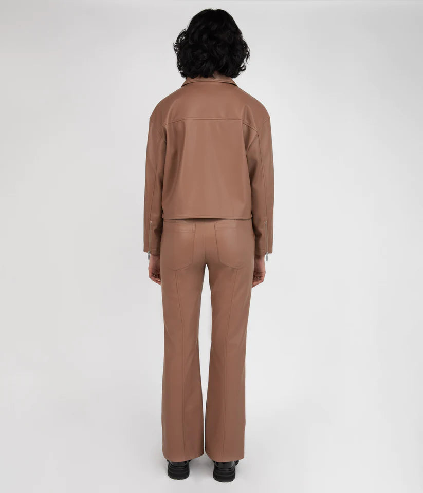 SIZE LARGE Gwen PU High Waisted Pants in Cafe