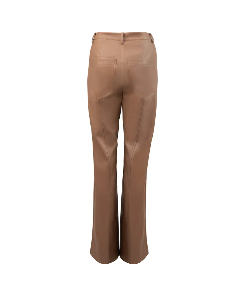 SIZE LARGE Gwen PU High Waisted Pants in Cafe