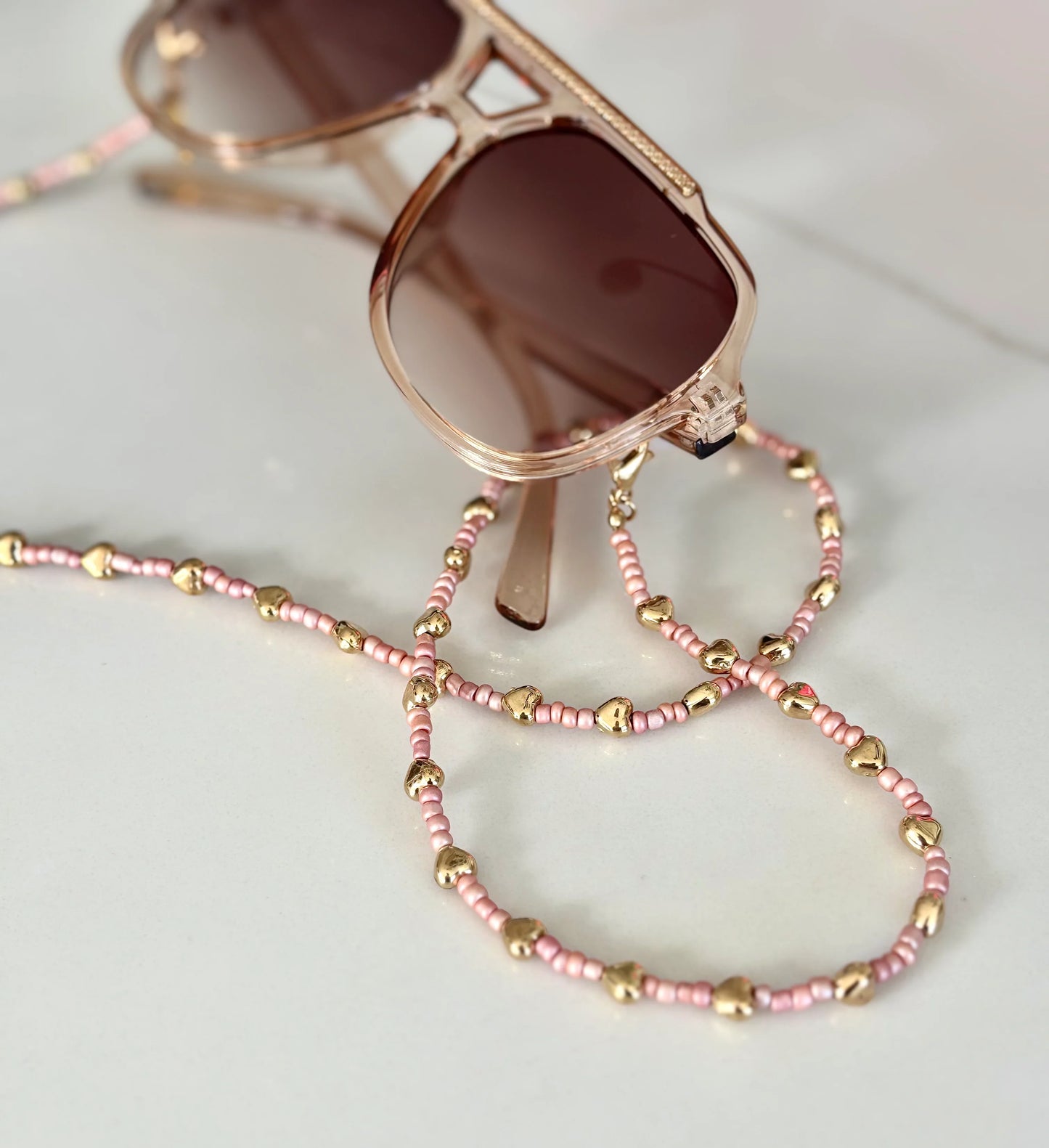 Love Bead Sunglass Chain in Blush Sorbet