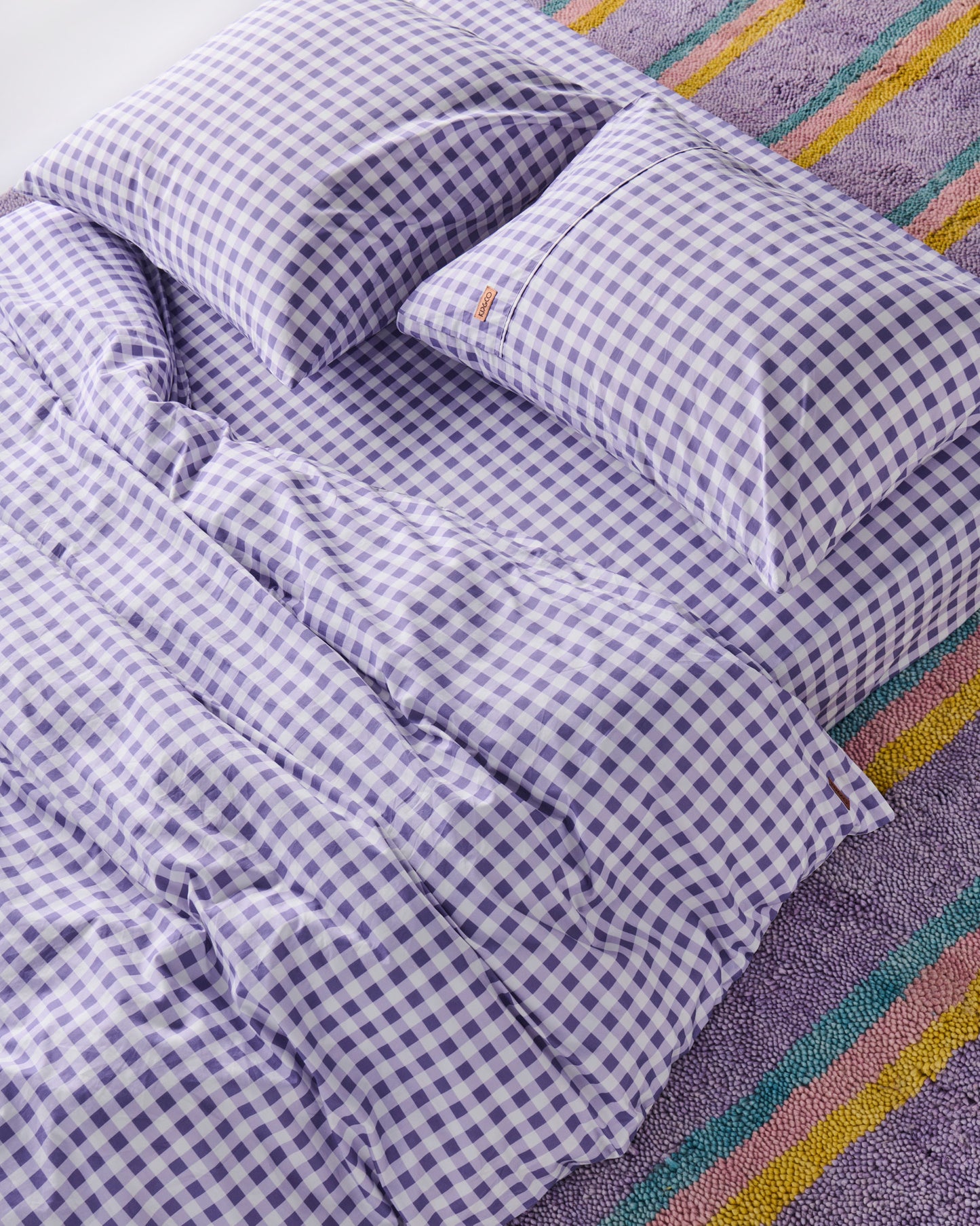 Lilac Gingham Organic Cotton Euro Pillowcases 2 Piece Set
