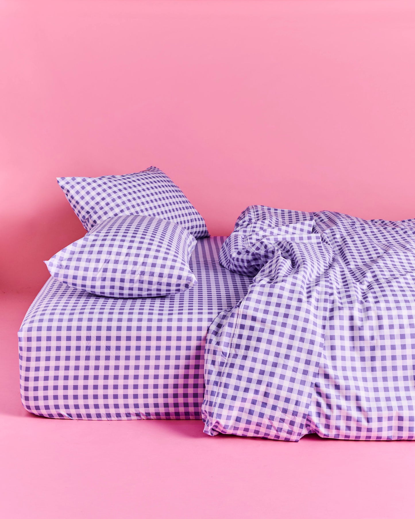 Lilac Gingham Organic Cotton Euro Pillowcases 2 Piece Set