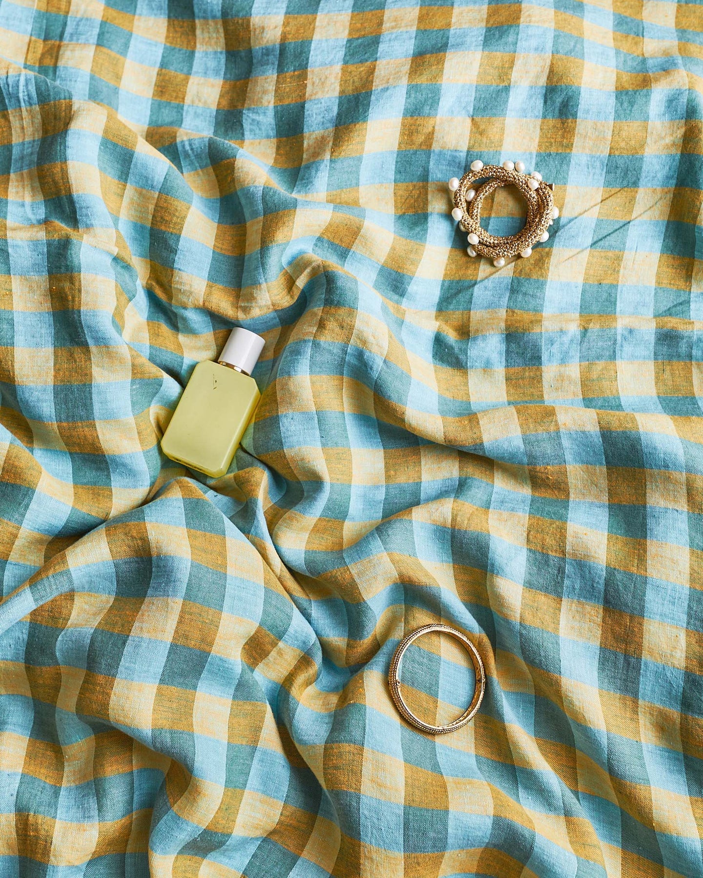 Marigold Tartan Linen Flat Sheet
