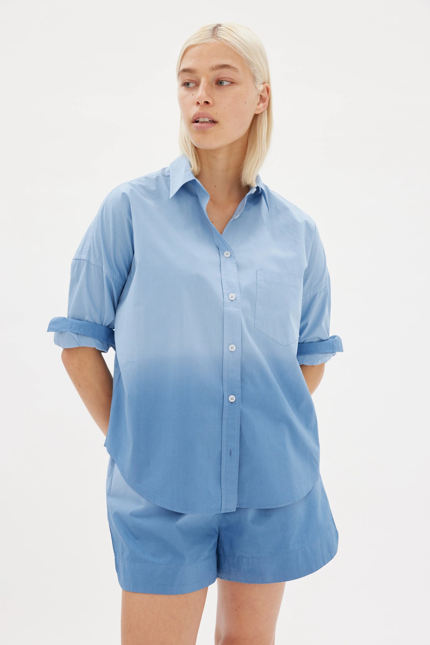 SIZE MEDIUM The Chiara Short Dip Dyed in Powder Blue