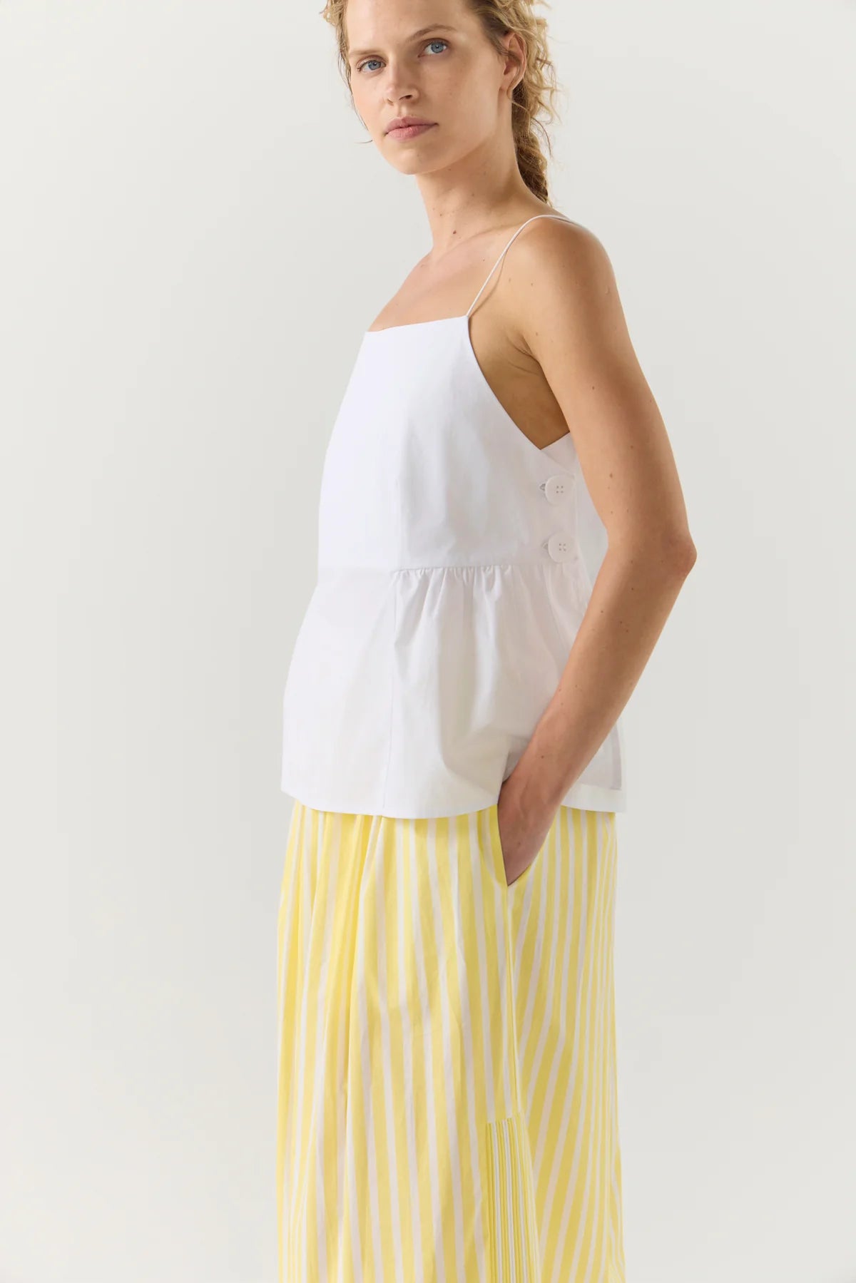 River Top in White Poplin
