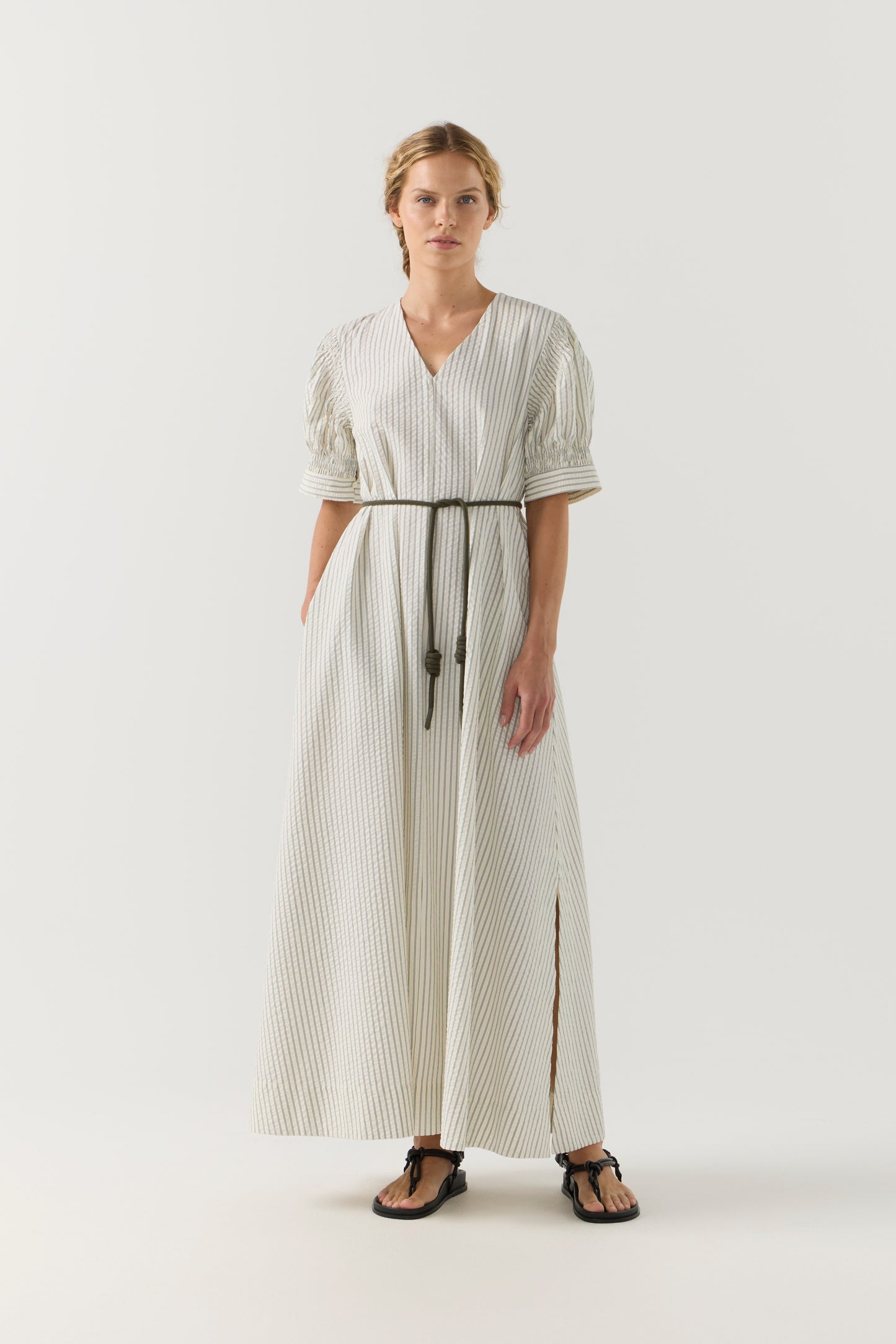 Scottie Dress in Basil Stripe Seersucker