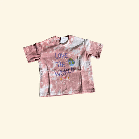 Love the World Kids Tee in Mulberry Tie Dye