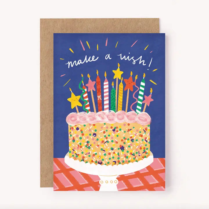 Make a Wish Birthday Card - Cake Sprinkles Fun Kids Bday
