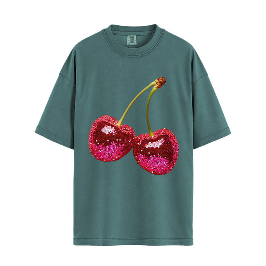 Disco Cherries Relaxed Tee in Dark Spruce