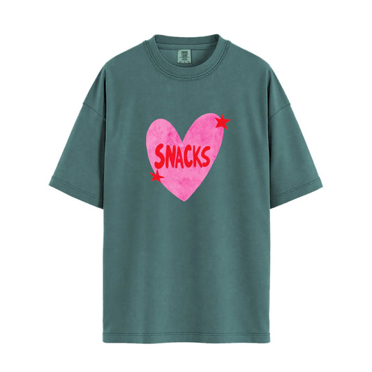 I Love Snacks Relaxed Tee in Blue Spruce