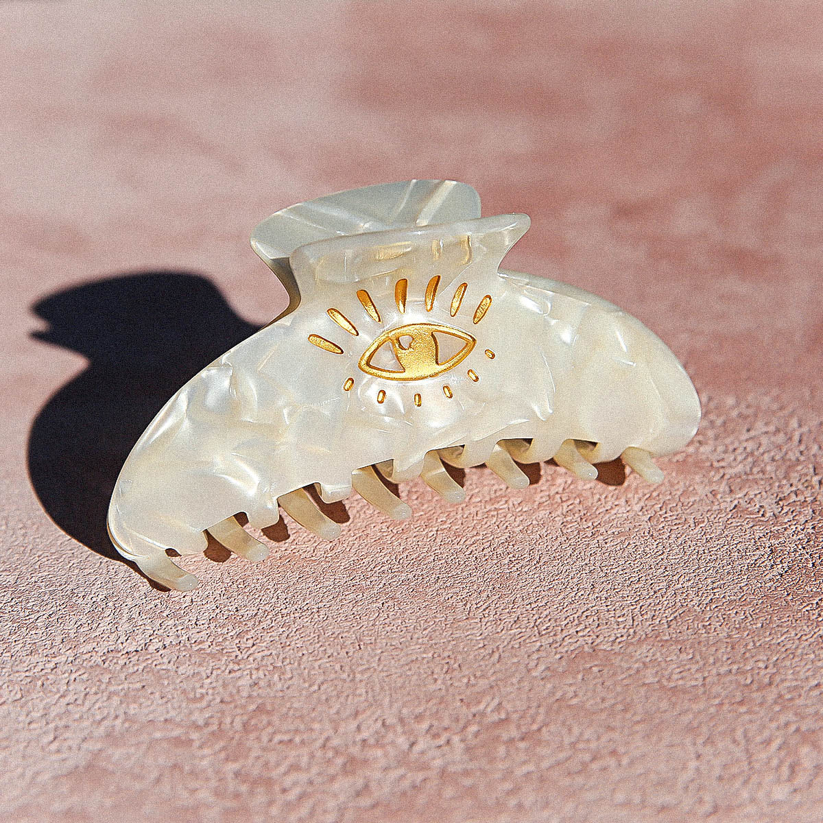 Eye Love Hair Clip in Pearl White
