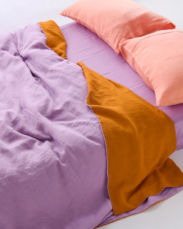 Coral Blossom Linen Pillow Case Set