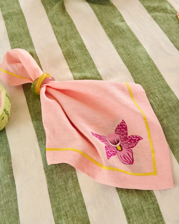 Wild Flower Embroidered 4 Piece Napkin Set