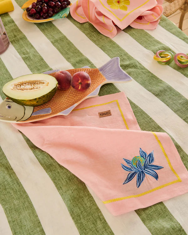 Wild Flower Embroidered 4 Piece Napkin Set