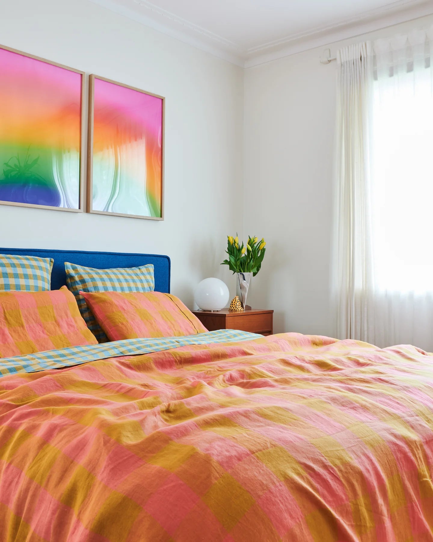 Marigold Tartan Linen Flat Sheet