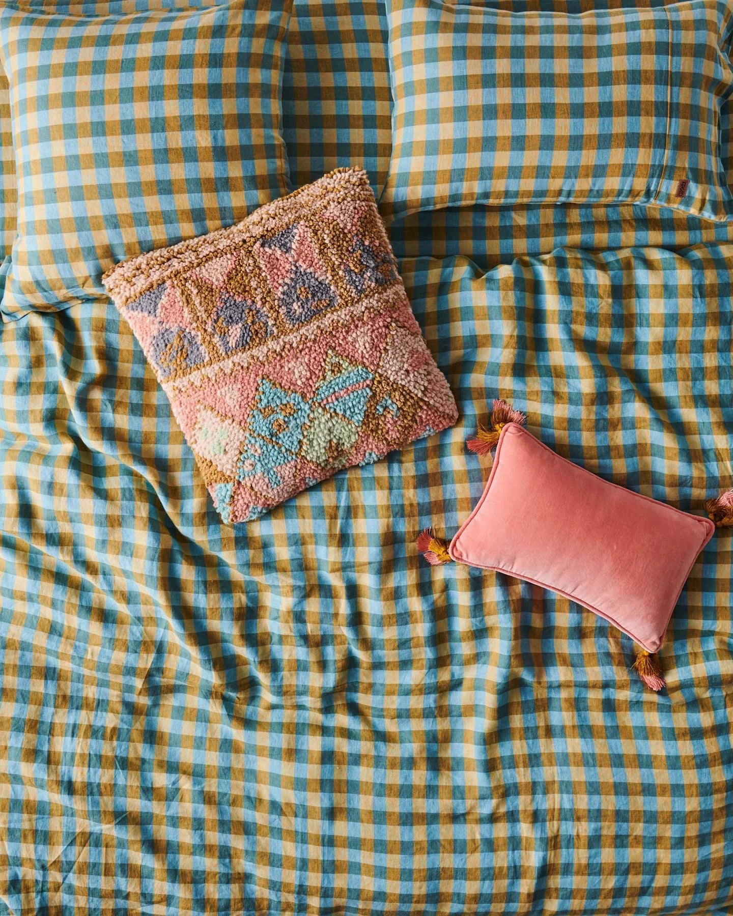 Marigold Tartan Linen Flat Sheet